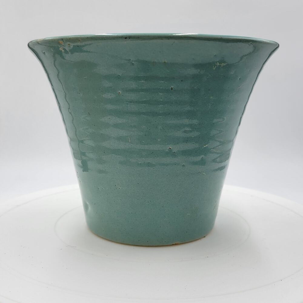 Art Deco Ceramic Planter Pot Vase 5" Tall Teal Blue Art‎ Pottery Jardiniere